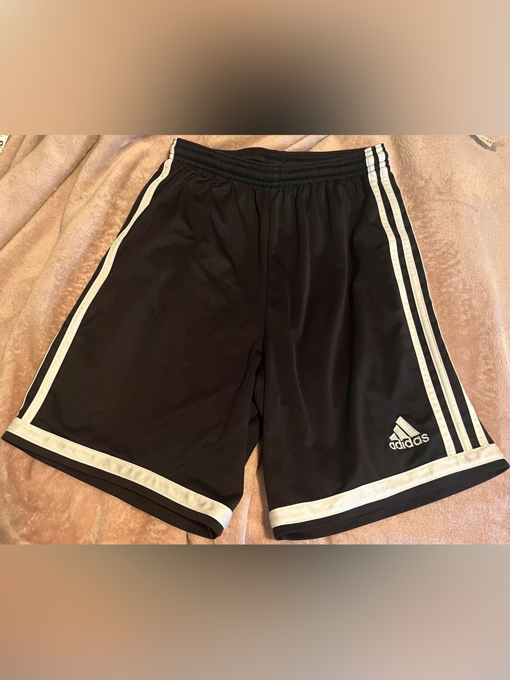 adidas Black Shorts with White Trim and Stripes